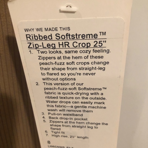 NWT Lululemon Ribbed Softstreme Zip-Leg High-Rise Cropped Pant 25" - Picture 4 of 4